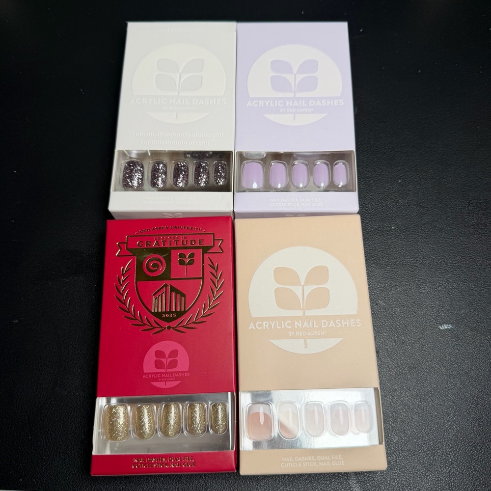 Red Aspen Acrylic Nail Dashes Set